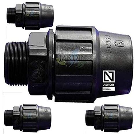 Pack 4 Enlace Macho Polietileno 25mm x 3/4'' para Tuberia de polietileno 25 mm Enlace rosca macho 25 Aenor Conector riego (1/5)