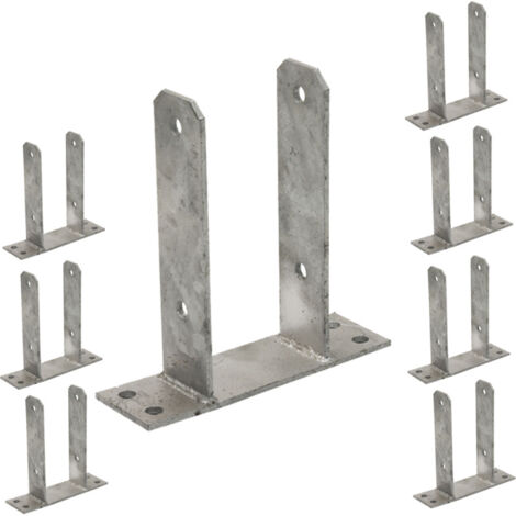 Pack 8 Base En U Para Poste De Madera 7 Cm Anclaje Galvanizado Suelo En 