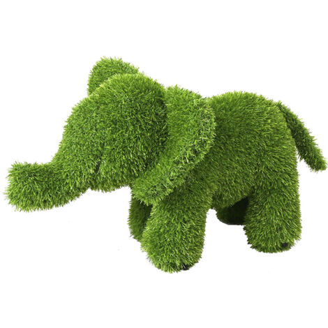 Figura de Césped Artificial Elefante en Pie 30x62x37 cm para Decoración Ideal para Jardín, Terraza y Hogar