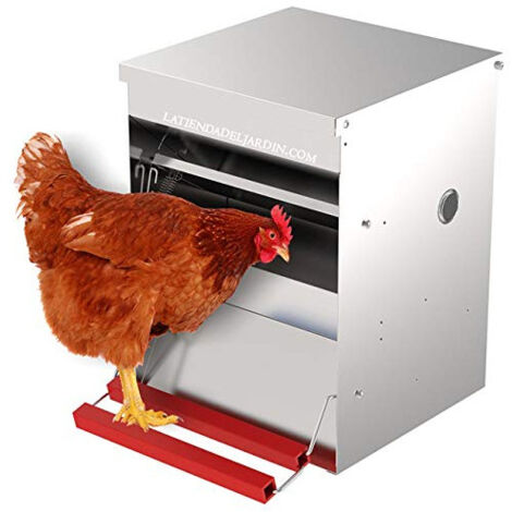 Comedero Automático para Aves 6 Kg hasta 3 Gallinas  Tolva Galvanizada con Sistema de Cierre Mecánico  25x37x38 cm