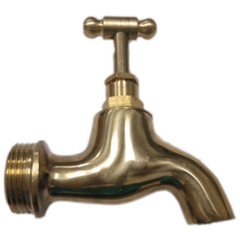 Grifo exterior con conexión roscada para manguera de 3/4''  Grifo dorado  Grifo para jardin de latón