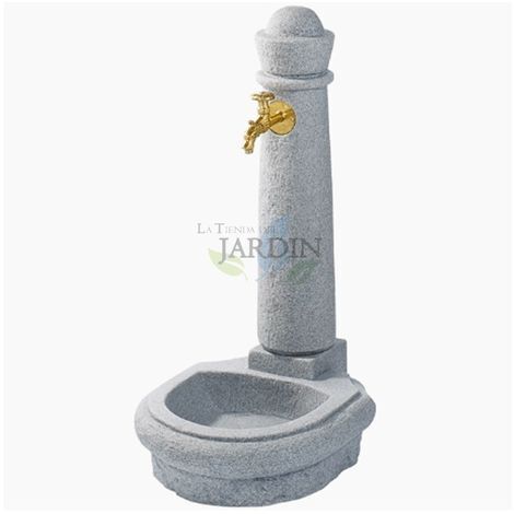 Fuente de Jardín Piedra Venezia Gris Imitación Piedra Natural - Altura 90 cm, Ancho 44 cm, Fondo 52 cm