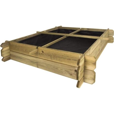 Huerto urbano de madera 100x100x20 cm, 4 departamentos. Perfecto para cultivar un huerto familiar en su hogar
