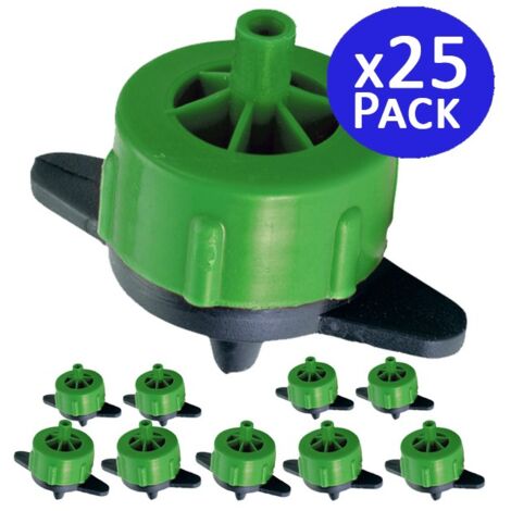 Pack 25 Gotero Autocompensante 2 Litros  Goteros desmontables para Riego, Plantas, Macetas, Microtubo y Tuberia 16mm