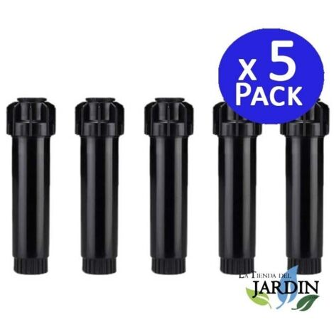 Pack 5 Difusor Aspersor de riego 3,70 metros  Altura emergente 5 cm  Altura total 12,7 cm  rosca 1/2''  Angulo ajustable