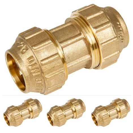 Pack 4 Manguito Latón 50mm para tuberia de polietileno 50 mm Accesorio de laton Certificado Aenor Enlace de latón fontaneria (1/4)