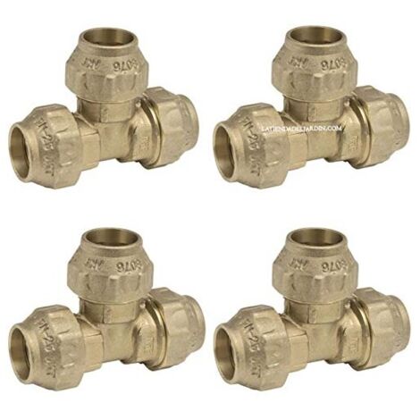 Pack 4 Te Latón 20mm para tuberia de polietileno 20 mm Accesorio de laton con Certificado Aenor Te de latón fontaneria (1/3)