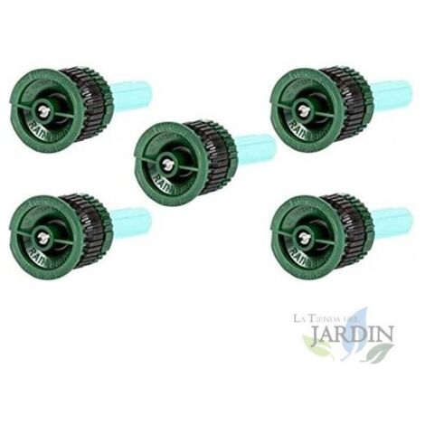 5 Boquillas HE-Van-08 para aspersor de riego Rain Bird, alta eficiencia y ahorro de agua. Alcance 2,4m, verde