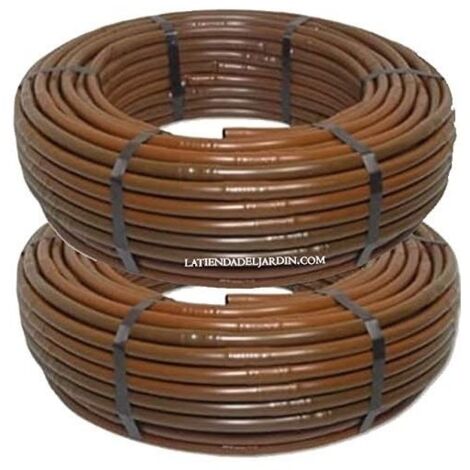 Tuberia riego por goteo 16 mm 200 metros marron sin goteros, tubo polietileno para riego por goteo