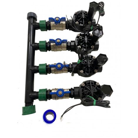 Sistema de Riego Automático para jardin de 4 zonas con Electroválvula Rain Bird HV 1" 24v. Uso con Programadores Eléctricos