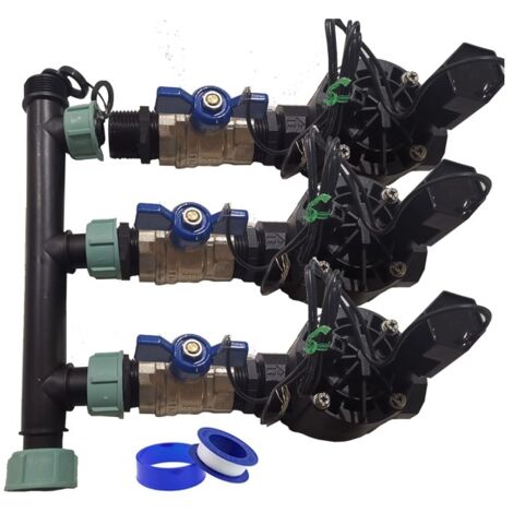 Sistema de Riego Automático para jardin de 3 zonas con Electroválvula Rain Bird HV 1" 24v. Uso con Programadores Eléctricos