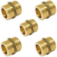 Pack 5 Machón latón 3/4'' Accesorio latón Aenor Machones de latón roscados Machón Roscado latón para Aire, Agua, Gas