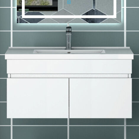 Ocean Sanitaire – Meuble double vasque 80cm en MDF anti-déformation – 2 portes – Charnières en aluminium – Montage facile avec vis et fixations (1/5)