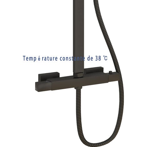 Océan Colonne douche thermostatique Noir mat 90-125cm Barre réglable –  Océan Sanitaire