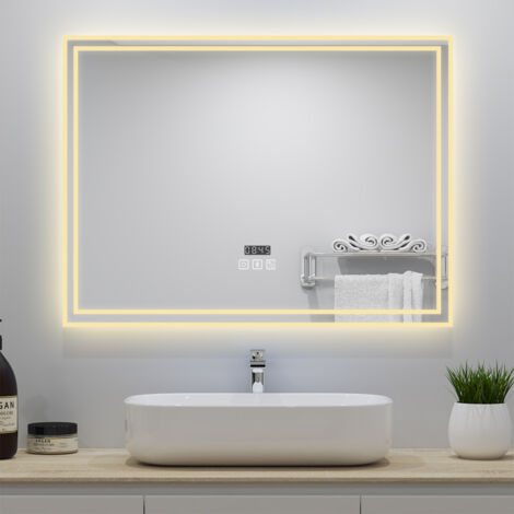 Ocean Miroir salle de bain + miroir Tricolore LED lumineux + anti-buée + bluetooth + horloge + Horizontal 14080cm (1/5)