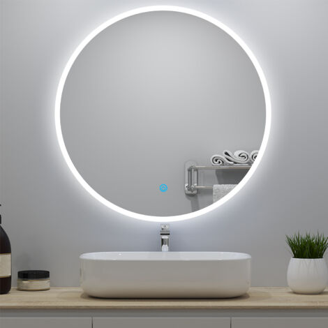 Ocean 80x80 cm LED miroir de salle de bain tactile tricolore dimmable avec fonction anti-buée et mémoire (1/5)