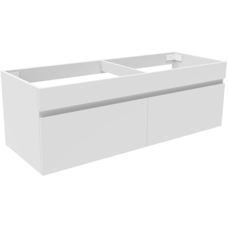 Ocean Sanitaire – Meuble de rangement blanc avec 2 portes ouvrantes – Dimensions 120 x 45 x 40 cm – Panneau MDF pour salle de bain moderne (1/5)