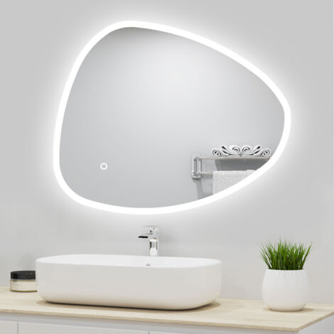 Ocean Sanitaire – Miroir lumineux de salle de bain 80x55cm – LED dimmable 3 couleurs – Anti-buée avec fonction mémoire – Épaisseur 5mm