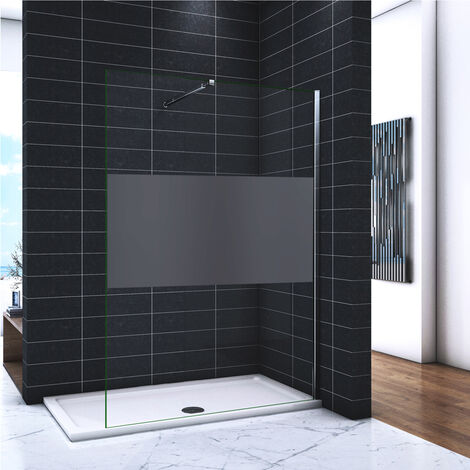 Paroi de douche à l'italienne avec porte coulissante noir mat NT101 - verre  gris Nano de 8mm - largeur sélectionnable