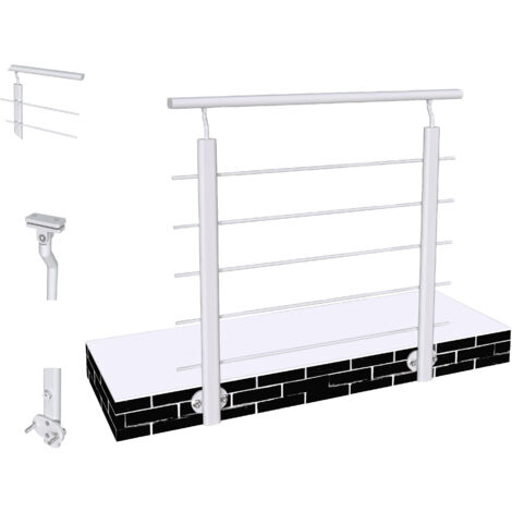 Océan Garde-corps Aluminium argenté 150cm - Rampe d'escalier 150cm - Fixation Latérale  (5 traverses +1 main courante) - Pour tous espaces