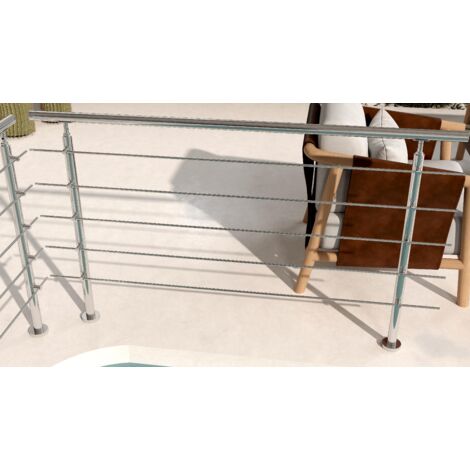 Océan Kit garde-corps inox304 180cm (5 traverses + main courante) pour balcons/escaliers/terrasses. Usage intérieur/extérieur, résiste aux intempéries