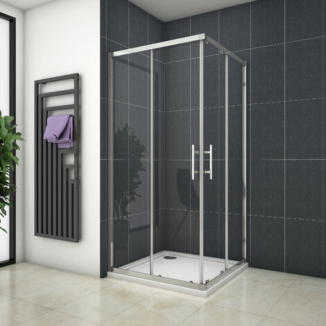 Paroi de douche en niche avec porte pivotante NT604 FLEX - Verre Nano  transparent de 6 mm - Couleur et largeur au choix