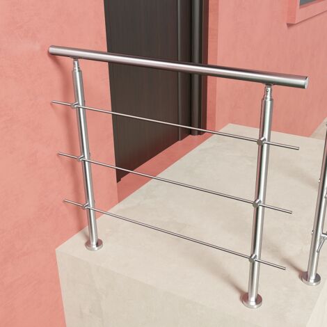 Ocean Sanitaire – Garde-corps inox 201 120 cm – 3 traverses + main courante – Résistant aux intempéries – Pour balcons et escaliers