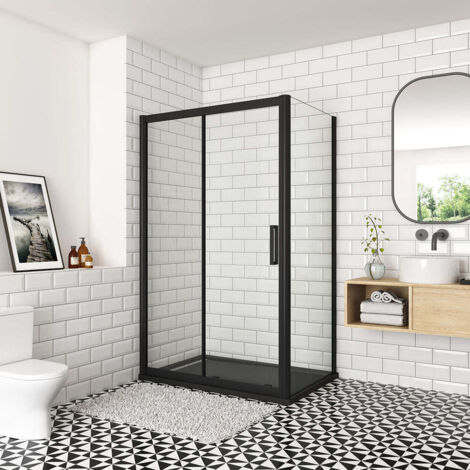 Océan Cabine De Douche 110x90x195cm Profilé Noir Mat En Verre ...
