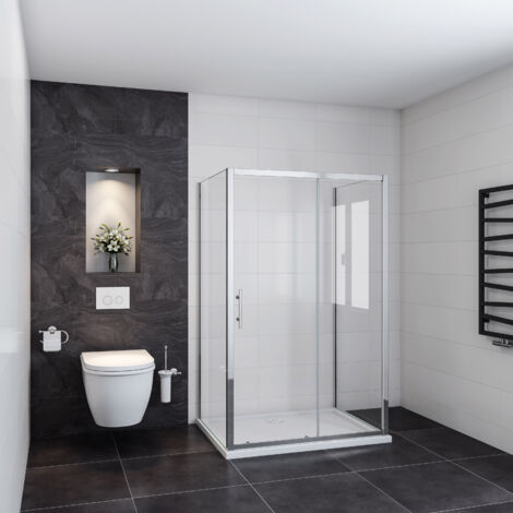 Océan Cabine de douche en forme U 120x80x80x190cm une porte de douche coulissante + 2 parois latérales (1/5)