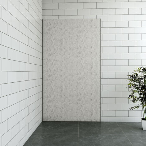Panneau Mural pour Douche en Aluminium avec les Profiles,béton gris 90 x 210 cm - Habillage Mural Étanche pour Salle de Bain, Installation Rapide