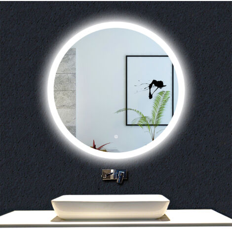 Ocean Miroir de Salle de Bain LED 60cm Rond, avec Anti-buée, Gradable, Mémoire, Arrêt automatique, IP44 HD Verre Trempé Vertical Miroir-LED