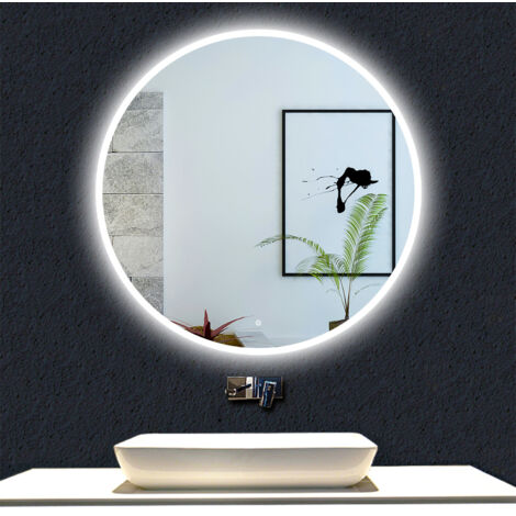 Ocean Sanitaire – Miroir lumineux de salle de bain 120cm rond – Anti-buée – Gradable – Mémoire – Arrêt automatique – IP44 – Verre trempé