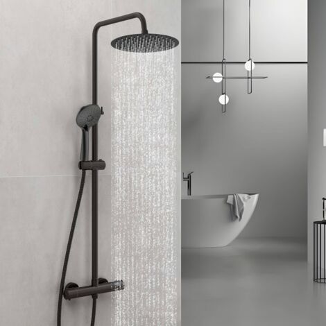 OCEAN Colonne de Douche Thermostatique avec Pomme de douche 25 cm + Douchette à 3 Jets- Réglable en Hauteur (1/5)