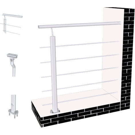 Océan Garde-corps aluminium 100 cm - Rampe d'escalier argenté  - Intérieur & extérieur - Idéal pour entrée de maison ou jardin