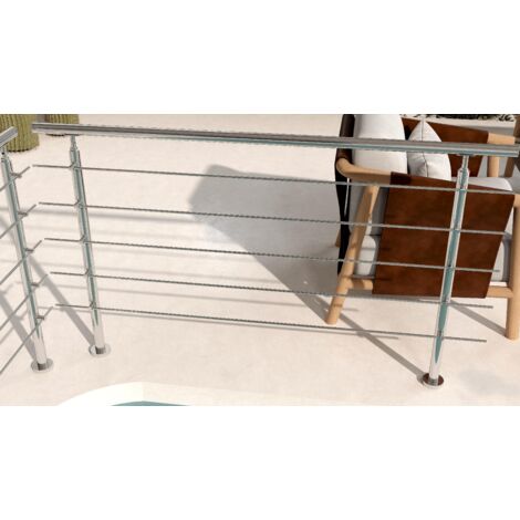 Océan Kit garde-corps inox304 150cm (5 traverses + main courante) pour balcons/escaliers/terrasses. Usage intérieur/extérieur, résiste aux intempéries