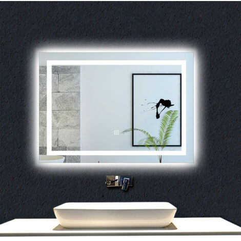 Ocean Miroir de salle de bain rectangulaire LED, Anti-buée + Dimmable + Mémoire + Lumière blanche froide (1/5)