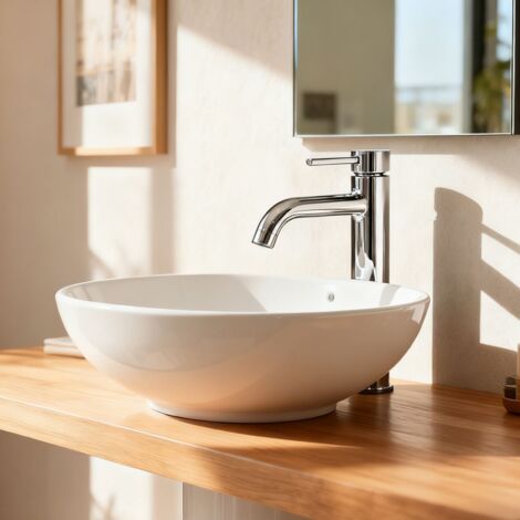 Ocean Sanitaire – Mitigeur lavabo haut monocommande en acier inoxydable 304 – Finition chromée – Économie d'eau 30% – Installation rapide DIY