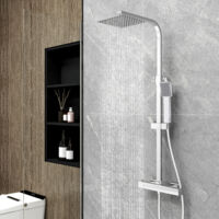 OCEAN Ensemble de douche colonne de douche thermostatique chromé carré anti-brûlure douche réglable en hauteur