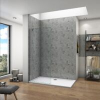 Paroi de douche fixe à l'italienne verre trempé clair Ep.8mm - 40cm H.200cm - Chromé - Barre fixe 45cm incluse