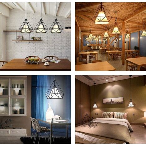 design a gabbia iDEGU stile vintage in ferro per camera da letto 16 cm lampadario industriale colore: Nero Set di 2 lampadari a sospensione E27 soggiorno
