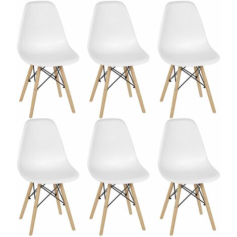Design Eiffel Set di 6 sedie Gambe in legno plastica Sedia da pranzo in legno massello di faggio per ufficio Sala da pranzo Cucina Camera da letto-Black 