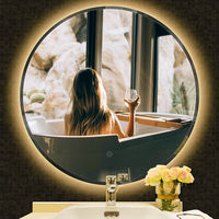 Specchio da Parete da Bagno , LED Touch Control Illuminato, Angolo Tondo ,con Anti-Nebbia, 70*70*4.5 cm - Bianco