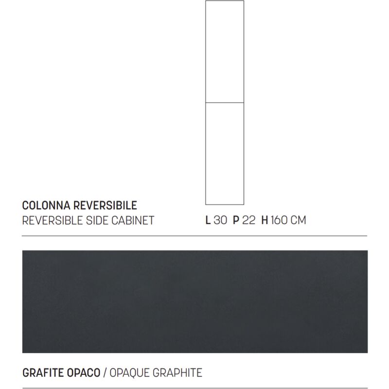 Colonna bagno sospesa 160 h cm reversibile GIGLIO finitura Grafite Opaco