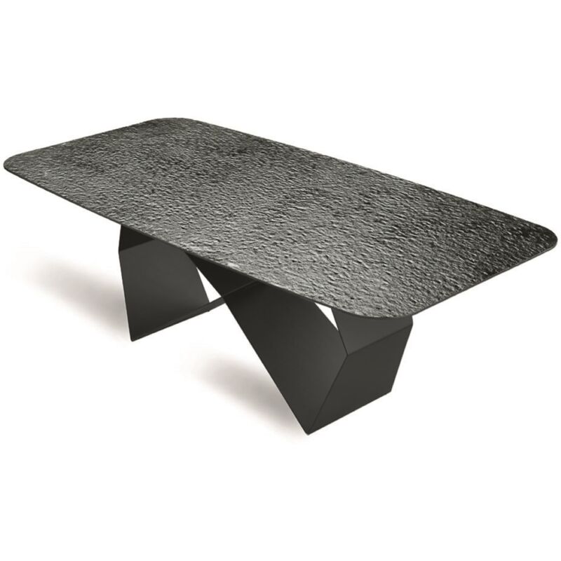 Cribel Tavolo Fisso Moderno Nero – Piano In Vetro Temperato E Struttura In Ferro, 140x80x75 Cm, Per Pranzo O Lavoro, Casa E Ufficio