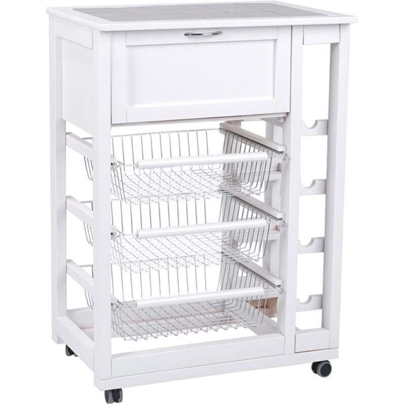 LUPIA - Carrello cucina salvaspazio legno NEW Portafrutta multiuso misure 47x39 Altezza 85 cm