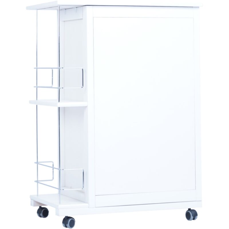 Carrello Da Cucina Mobile LANDHELL LUSSO Con 3 Ante A Ribalta - Legno Faggio, Ruote, Piano Ceramica