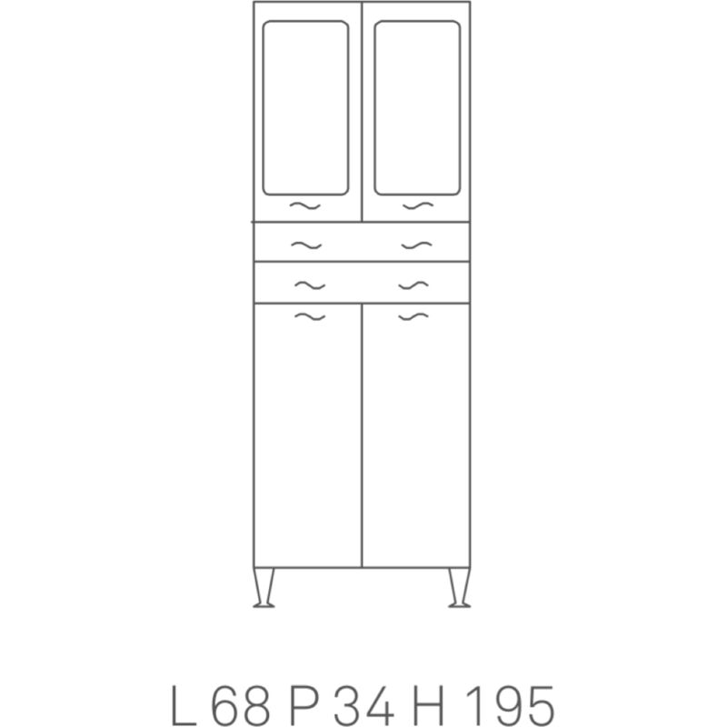 Mobile Colonna doppia multiuso PATTY2 con 2 ante a vetro Bianco Lucido