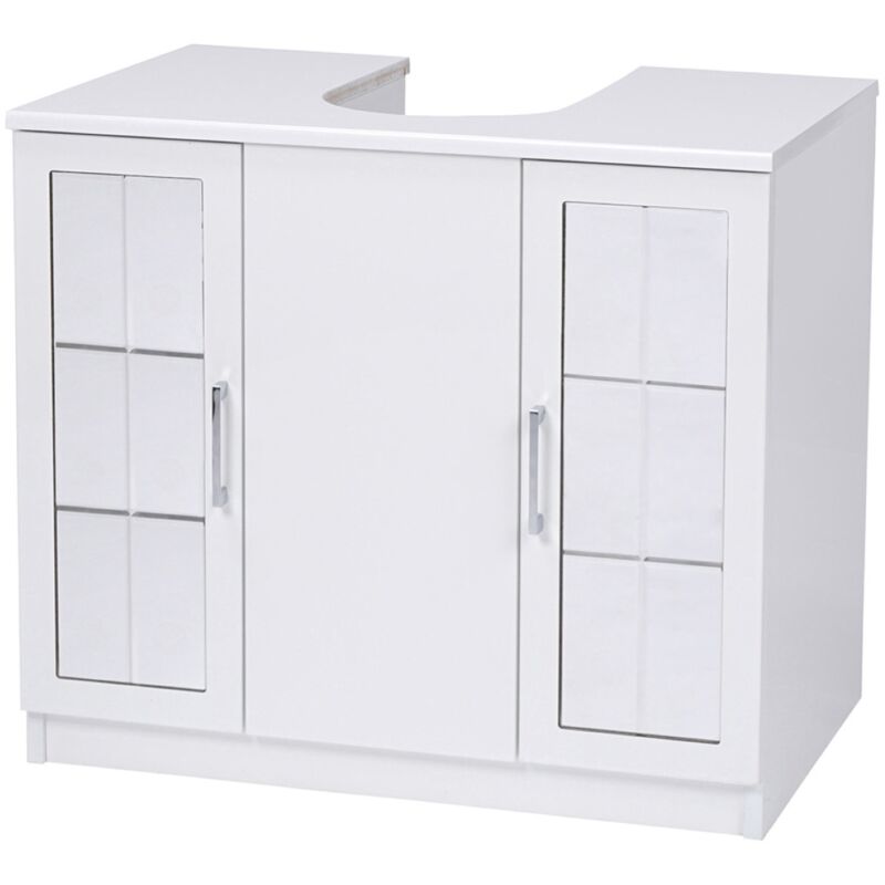 Mobile sottolavabo copricolonna 65x54 cm bianco lucido