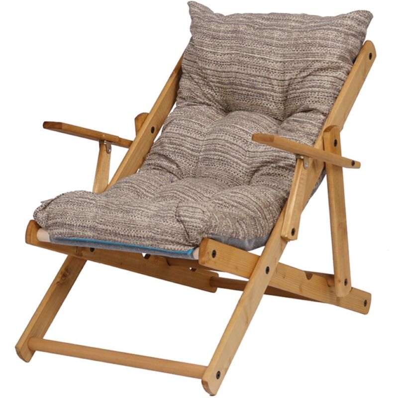 Poltrona Relax Pieghevole In Legno - 3 Posizioni, Cuscino Imbottito, Telaio Laccato Tortora, Made In Italy - Foto 8