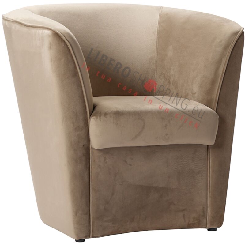 Bezseller Sedia moderna d'accento, poltrona imbottita con gambe in legno, comoda poltrona singola per il tempo libero, soggiorno, camera da letto, casa, ufficio, beige